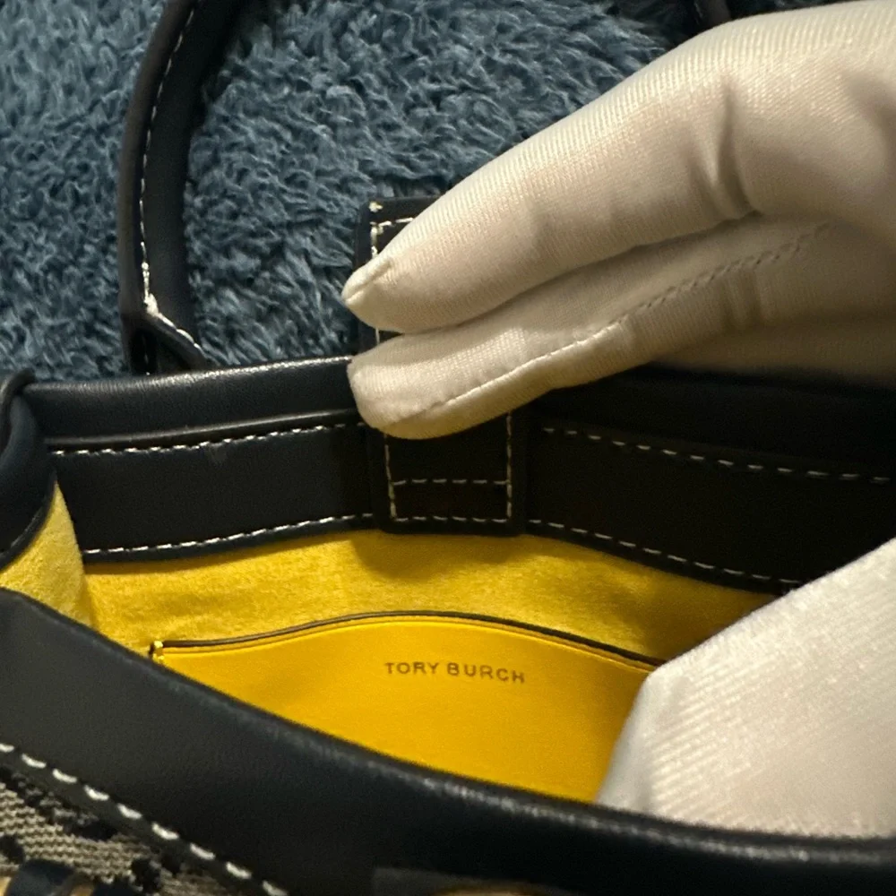 Tory Burch Monogram Mini Tote in Navy - Picture 5 of 7